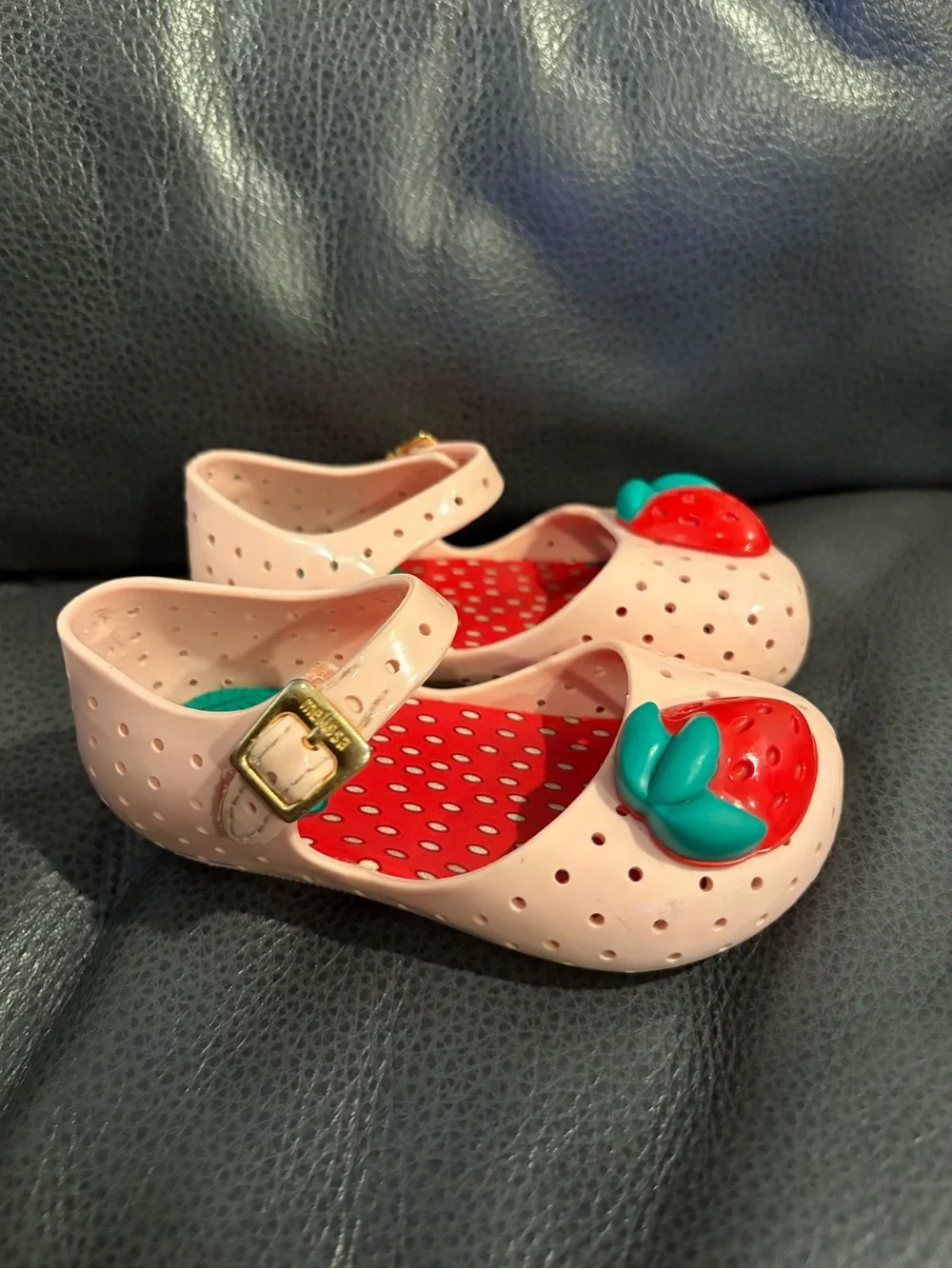 Mini Melissa Pink Strawberry Jelly Mary Jane Shoes
